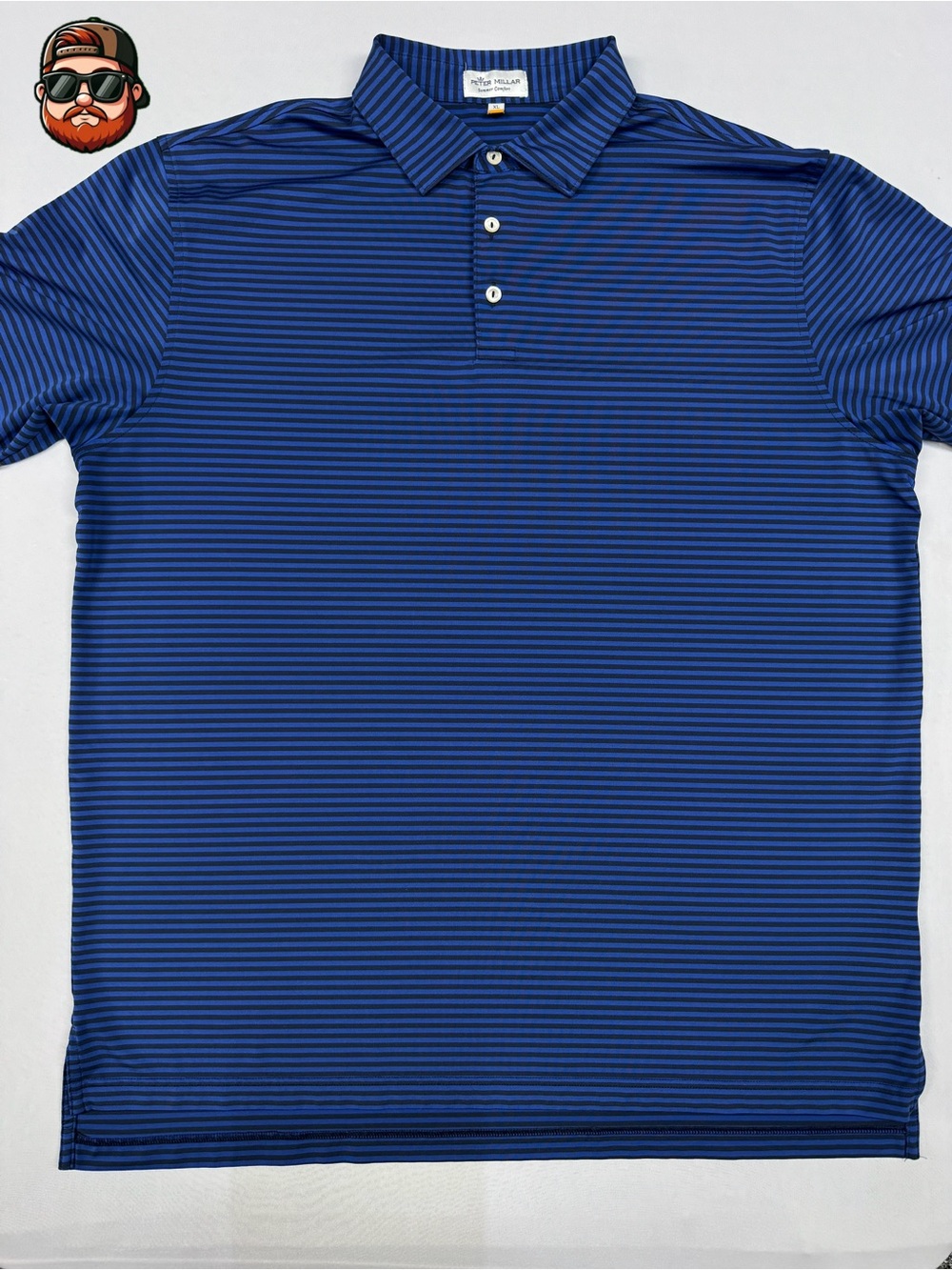 Peter Millar Men's Polo Shirt Summer Comfort, Size XL, Blue Striped Golf